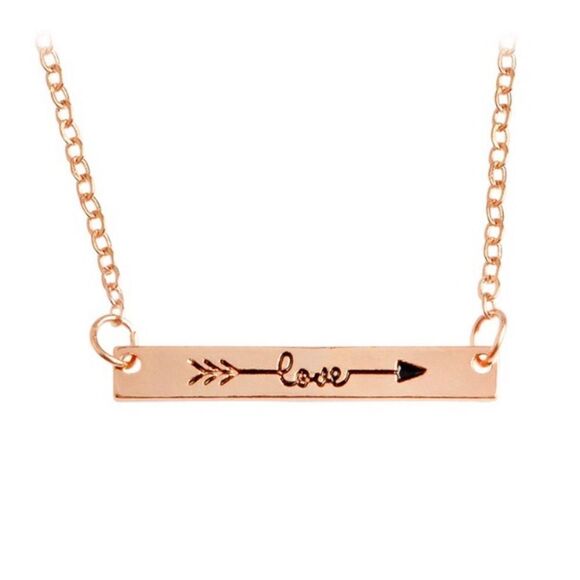 Rose Gold Tone Love Plate Necklace NWT - Picture 1 of 5